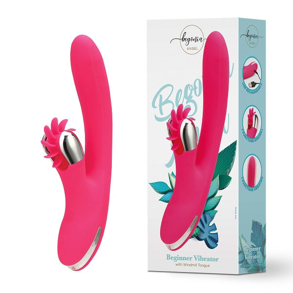 Begonia Angel – Beginner Vibrator with Windmill Tongue 初學者 風車形舌頭 G點按摩棒 – 粉红色