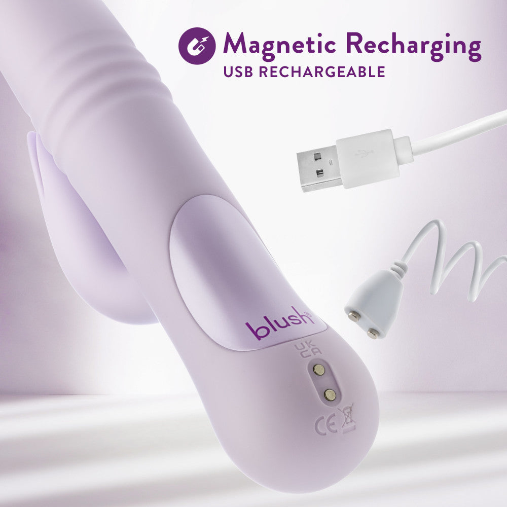 Blush | Rylee 9.25 Inch G Spot Clitoral Dual Stimulation Rabbit Vibrator In Lavender - 10 Thrusting Vibrations - Soft Silicone