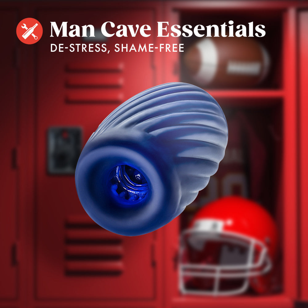Rize! By Blush | Turbine Self-Lubricating Pocket Stroker - Made With Ultra Soft X5 Plus Material - 3 Erotic Chambers - Blue