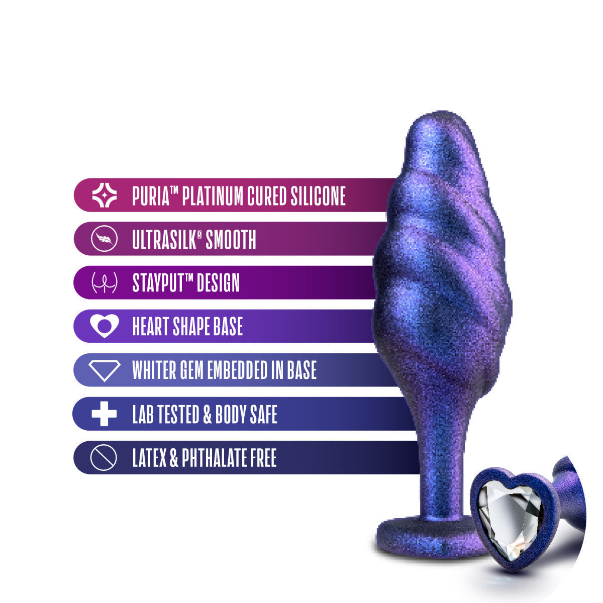 美國Blush Anal Adventures Matrix Bumped Bling 藍寶石 4.5 吋肛門塞