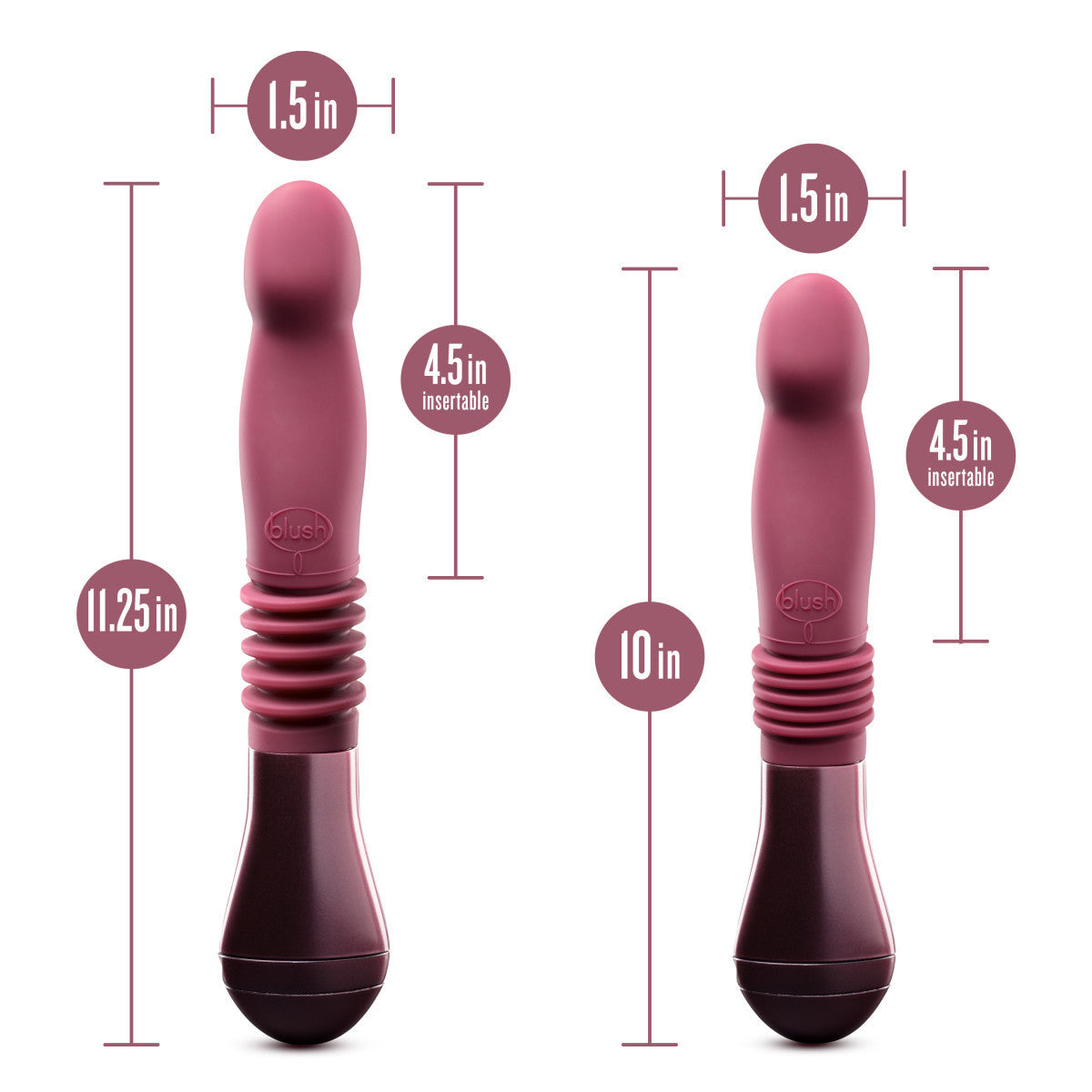 美國Blush Temptasia Trixie 彎曲 G 點酒色 10 英吋長推力可充電振動假陽具