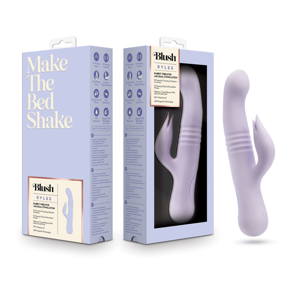 Blush | Rylee 9.25 Inch G Spot Clitoral Dual Stimulation Rabbit Vibrat Honey's Toy Blush | Rylee 9.25 Inch G Spot Clitoral Dual Stimulation Rabbit Vibrat Honey's Toy