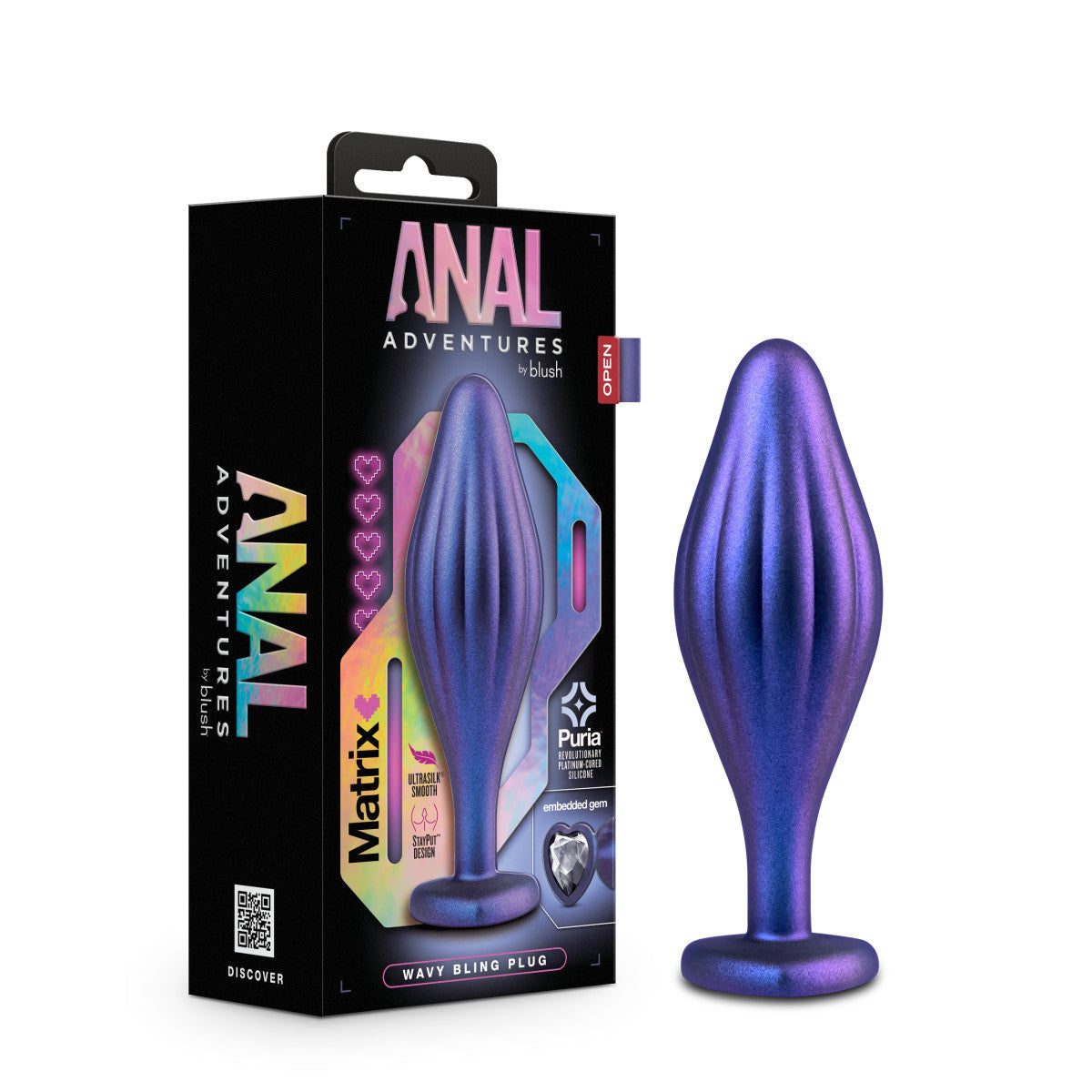 美國Blush Anal Adventures Matrix 波浪形閃亮藍寶石 4.5 吋肛門塞