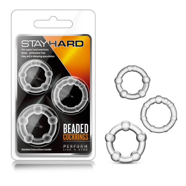 美國 Blush Stay Hard Beaded Cockrings – Clear