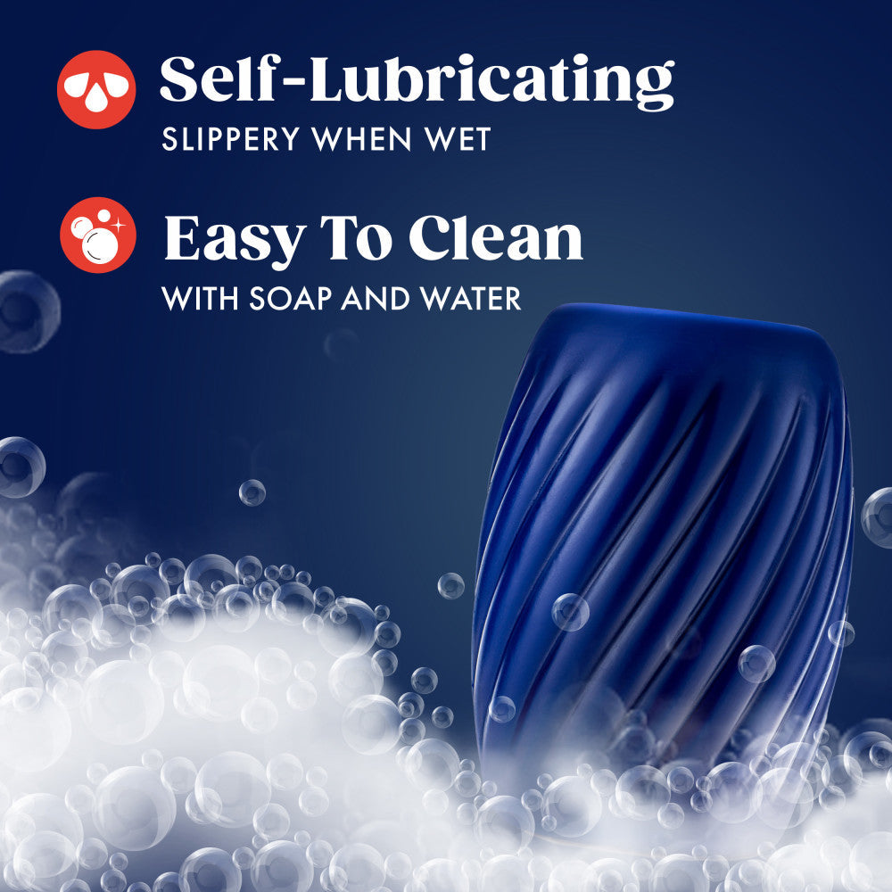 Rize! By Blush | Turbine Self-Lubricating Pocket Stroker - Made With Ultra Soft X5 Plus Material - 3 Erotic Chambers - Blue