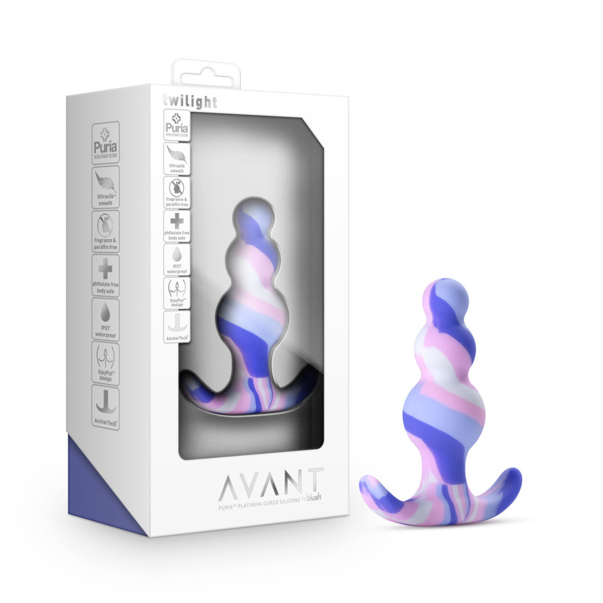 美國Blush Avant | Twilight Blue Artisan 3 英寸錐形 Stayput 肛塞-