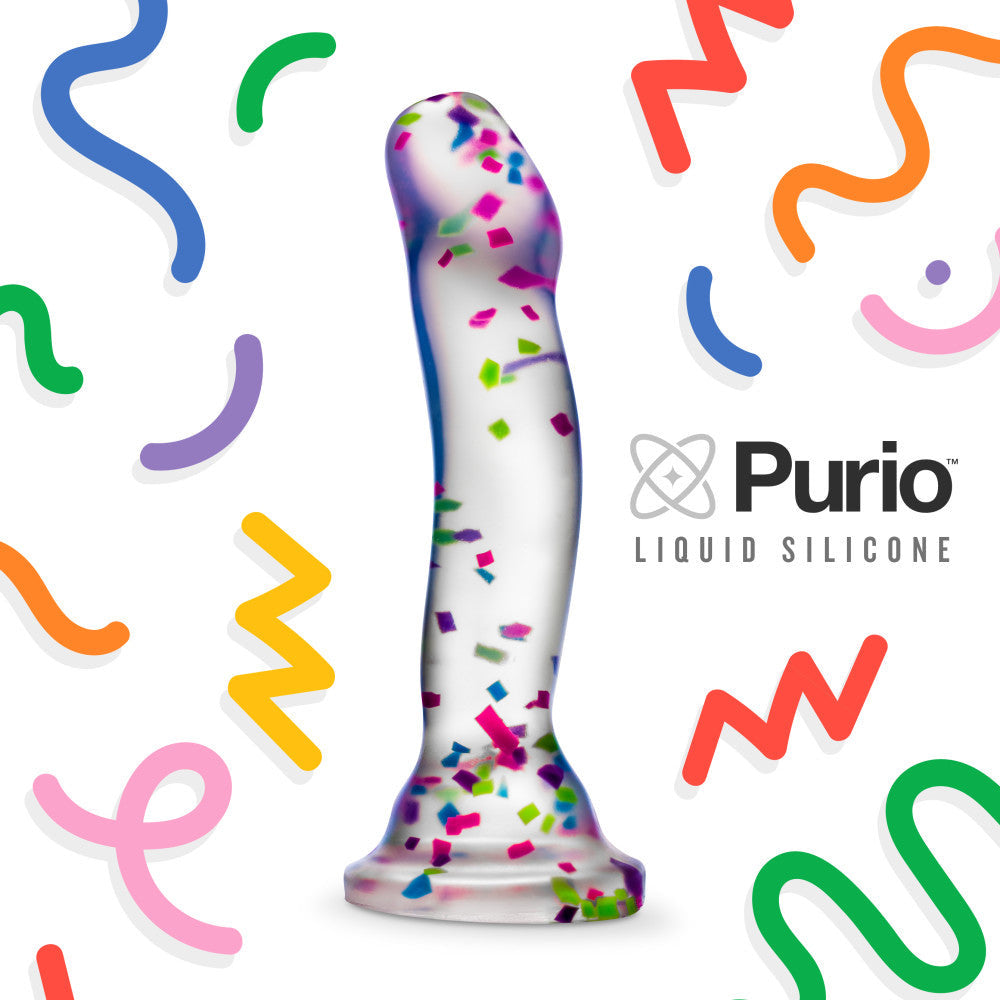 美國 Blush - Neo Elite Hanky-Panky 7.5 英寸 Purio 矽膠夜光假陽具 - 透明假陽具,帶有有趣的五彩紙屑