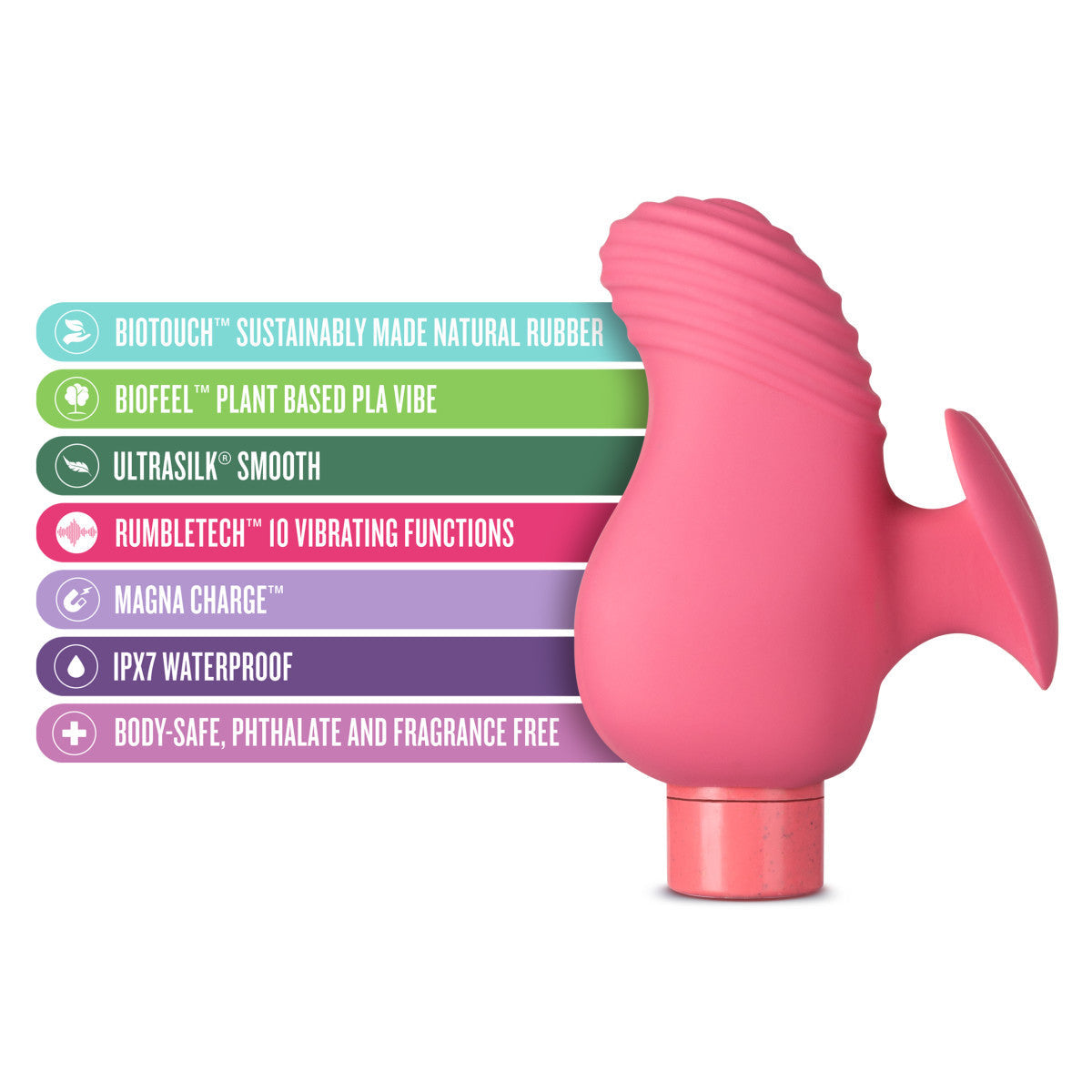 Gaia | Eco Love: Plant-Based 3" Waterproof Multifunction Powerful Vibrator in Coral - Sustainably Made with BioTouch & BioFeel 基於植物的 3 英寸防水多功能珊瑚振動器