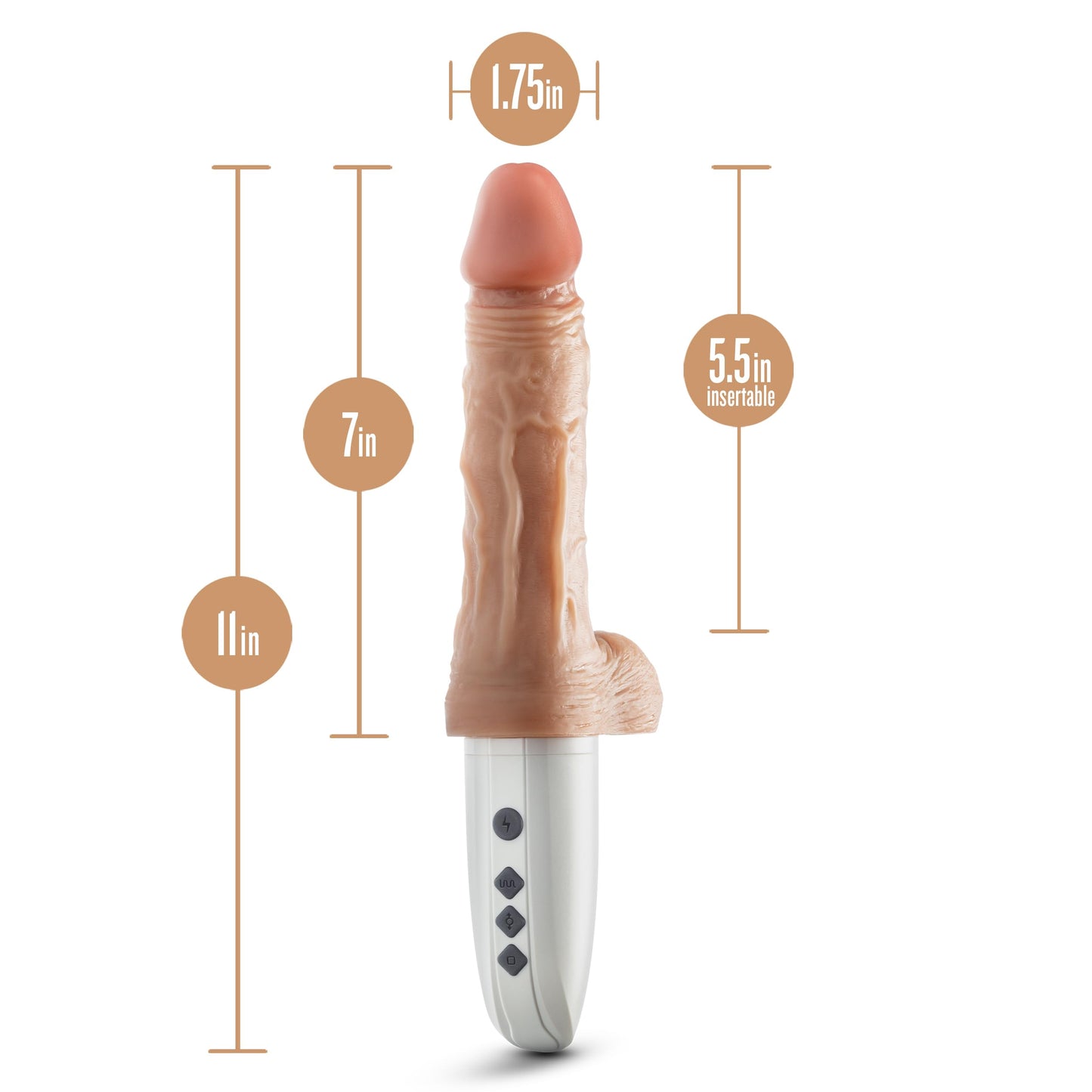 Blush Dr. Skin 矽膠 Dr. Hammer 7 英吋(約 10.6 公分)逼真振動假陽具- 米色