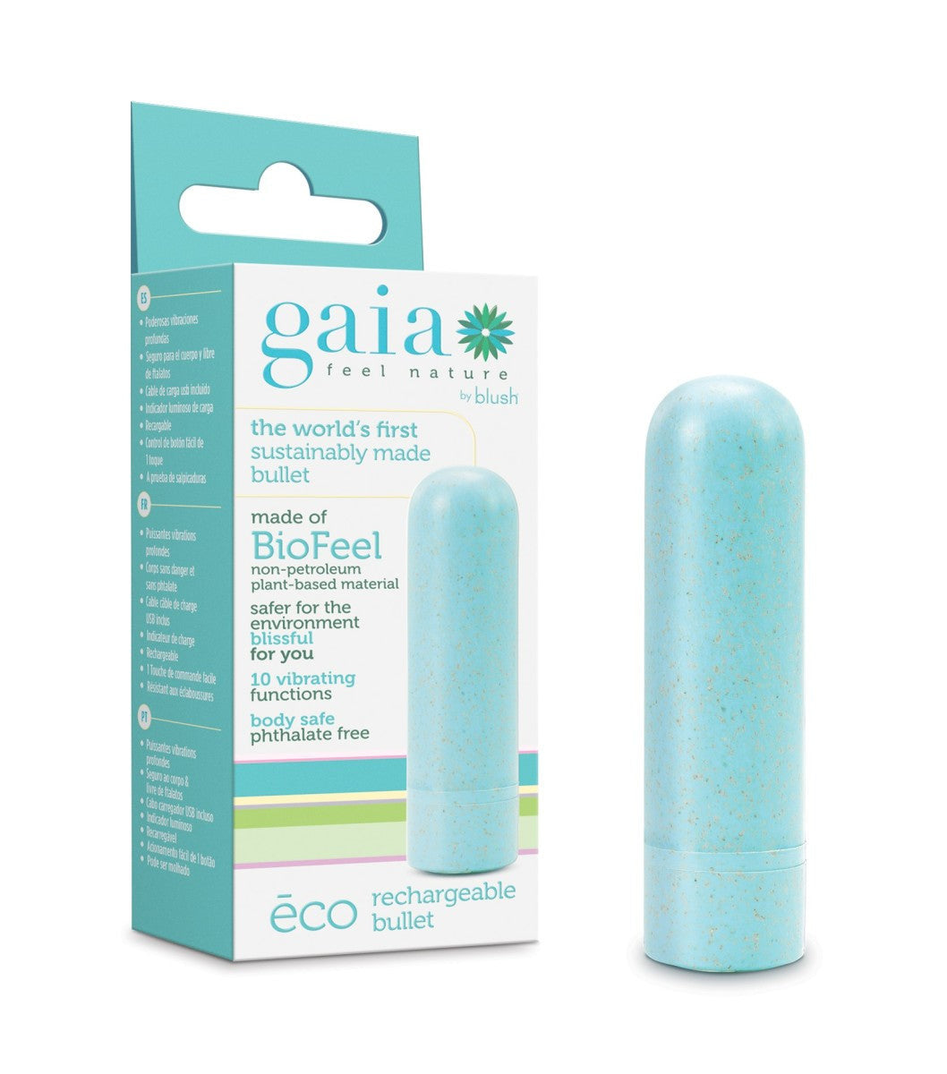 Gaia | Eco Rechargeable: Plant-Based 3" Smooth Multispeed Bullet Vibrator in Aqua - 水藍色植物基 3 英寸平滑多速子彈頭振動器