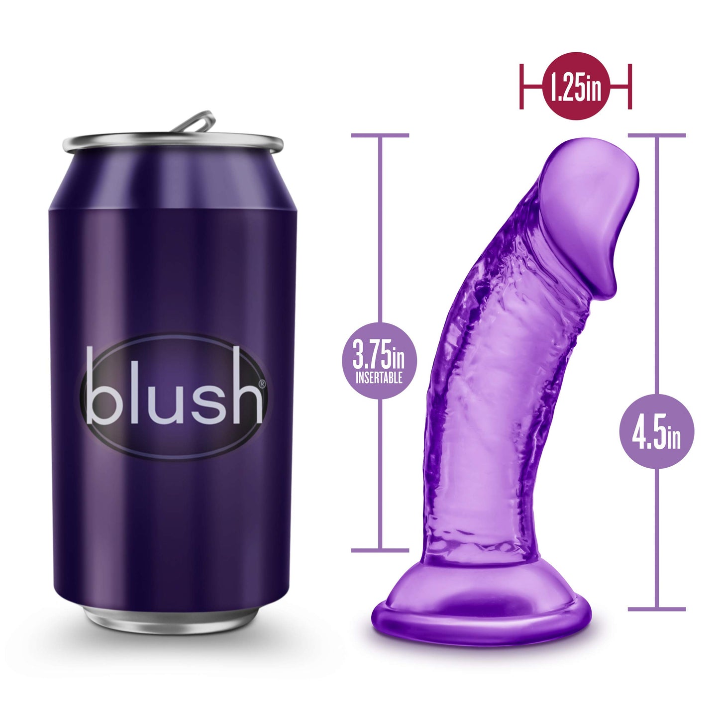 Blush B Yours Sweet n Small 4" Dildo w/Suction Cup - Purple