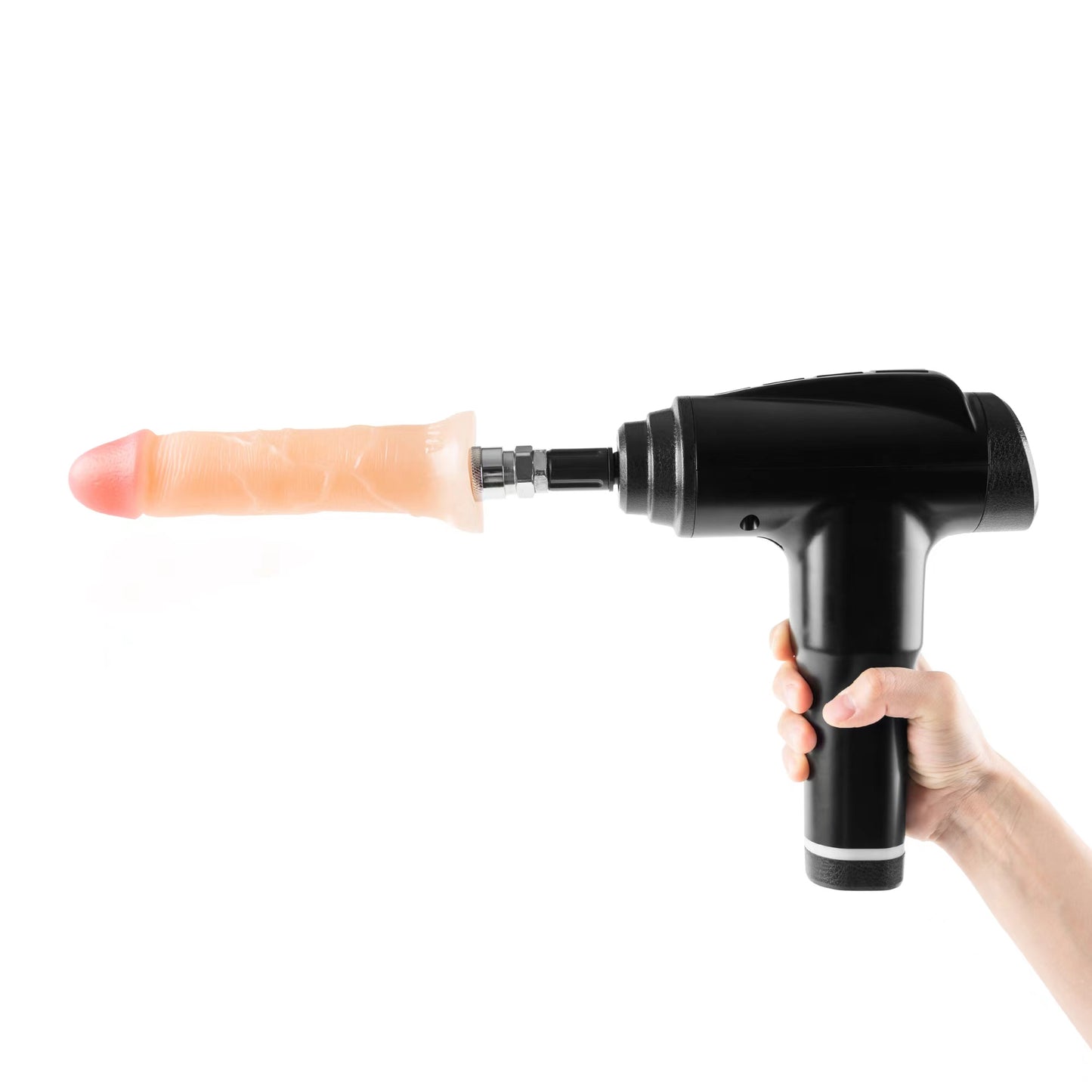 Hand-Held Sex Machine - Wireless & Rechargeable - Custom Realistic Dildo Attachment Included