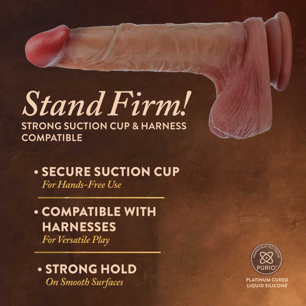 Renaissance By Blush | DaVinci 8 Inch Realistic Dildo With Sliding Foreskin & Squeezable Balls - Dual Density - Liquid Silicone - Tan