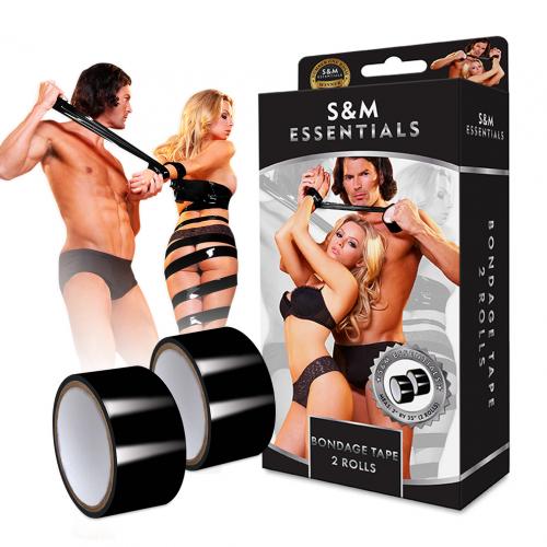 S&M Essentials Bondage Tape (2 Rolls) 情趣膠帶(2卷裝)-黑色